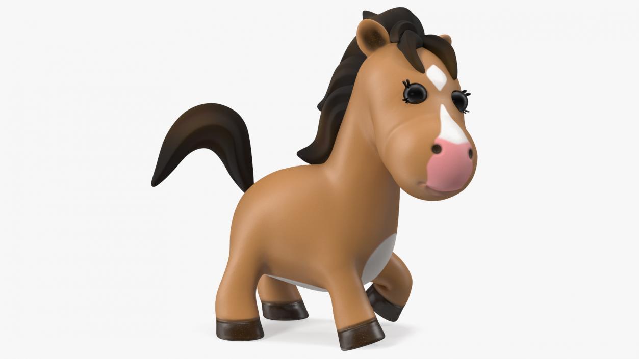 3D Brown Cartoon Horse Rigged