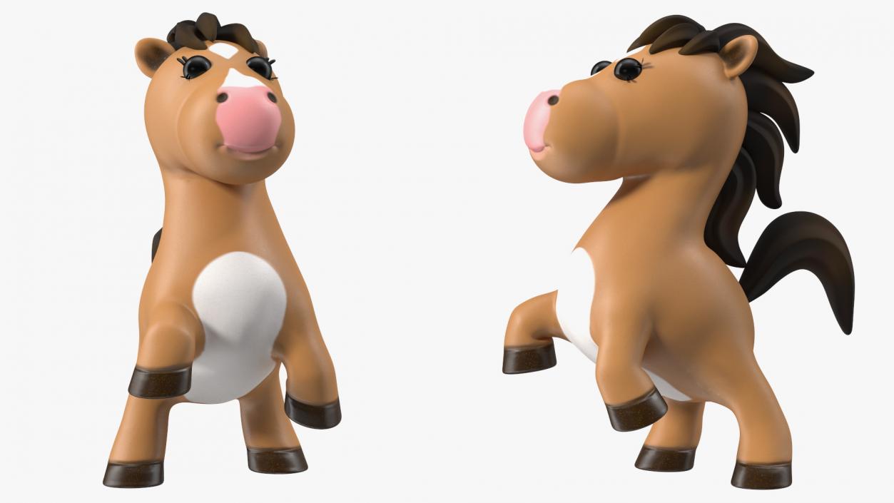 3D Brown Cartoon Horse Rigged