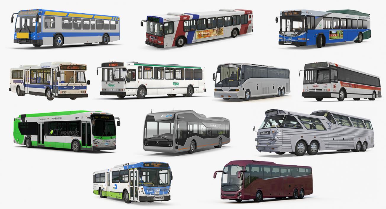 Buses Collection 10 3D model