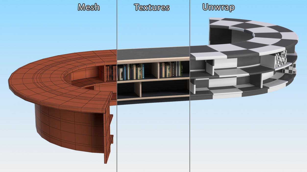 3D Library Table S Shape