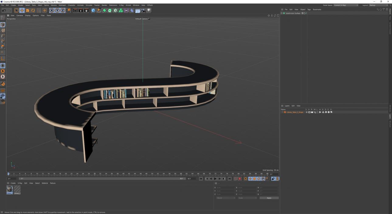 3D Library Table S Shape