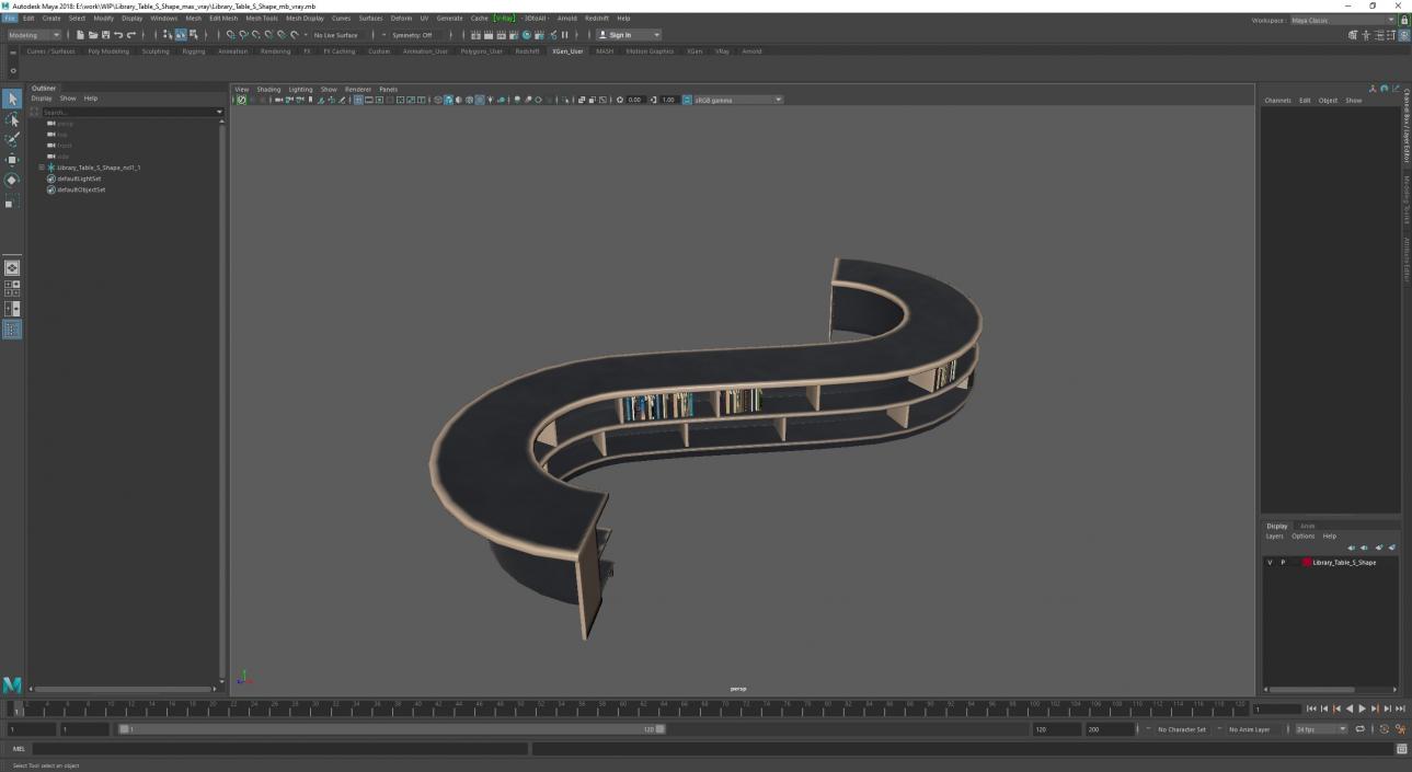 3D Library Table S Shape