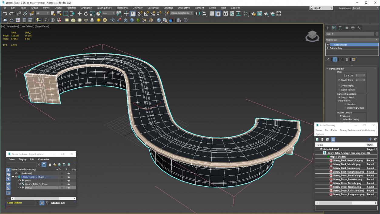 3D Library Table S Shape