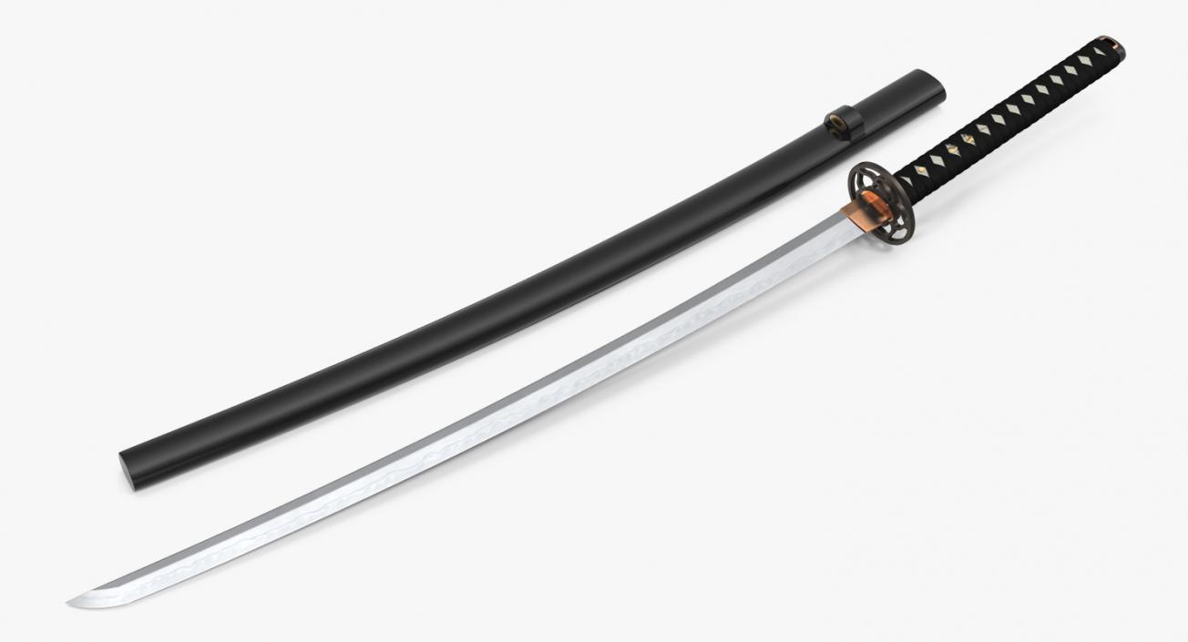 3D model Japanese Katana Sword Set