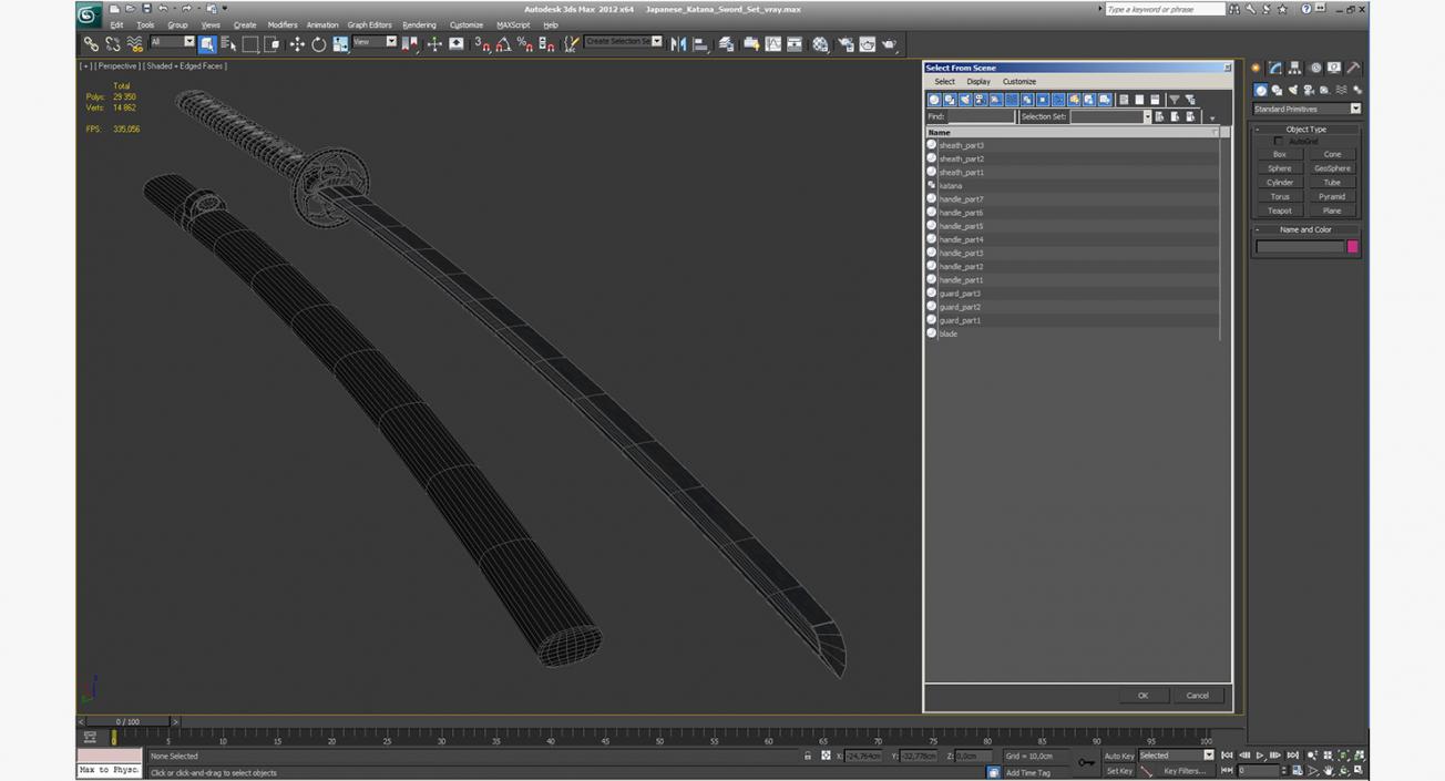 3D model Japanese Katana Sword Set