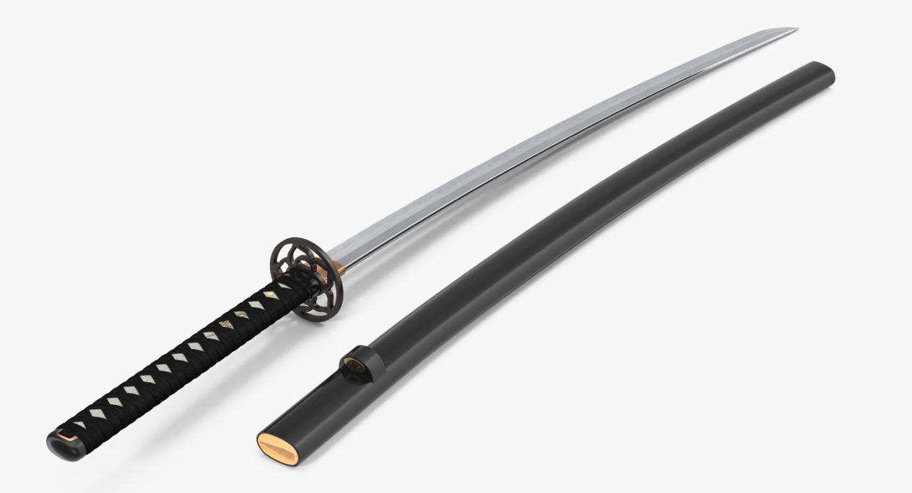 3D model Japanese Katana Sword Set