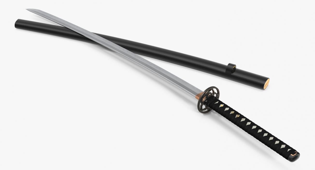 3D model Japanese Katana Sword Set