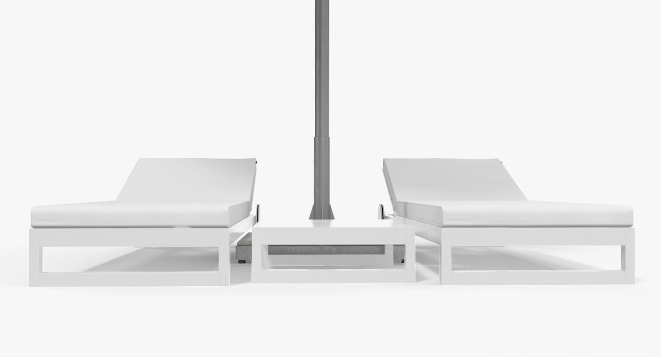 3D Sun Loungers with Umbrella 2 model