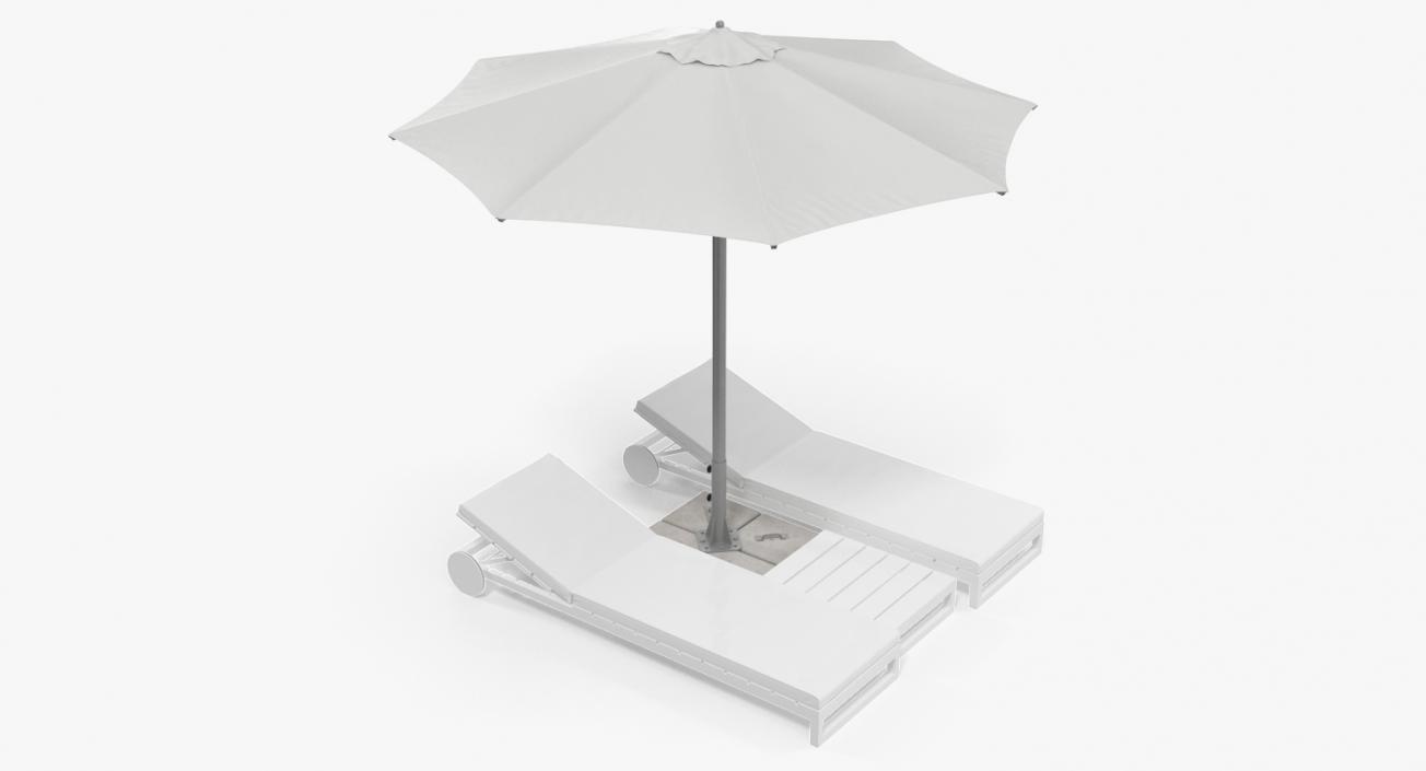 3D Sun Loungers with Umbrella 2 model