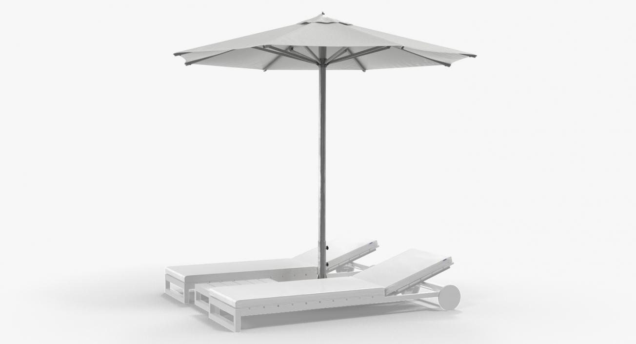 3D Sun Loungers with Umbrella 2 model