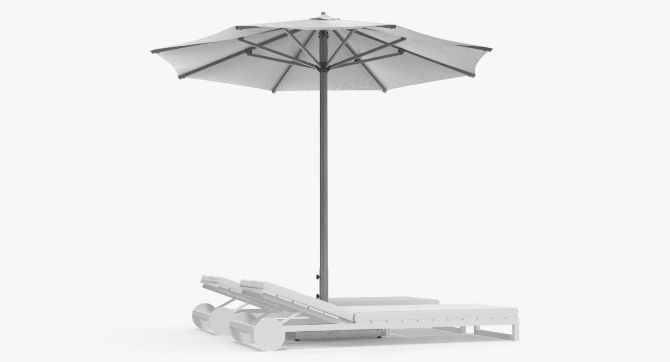 3D Sun Loungers with Umbrella 2 model