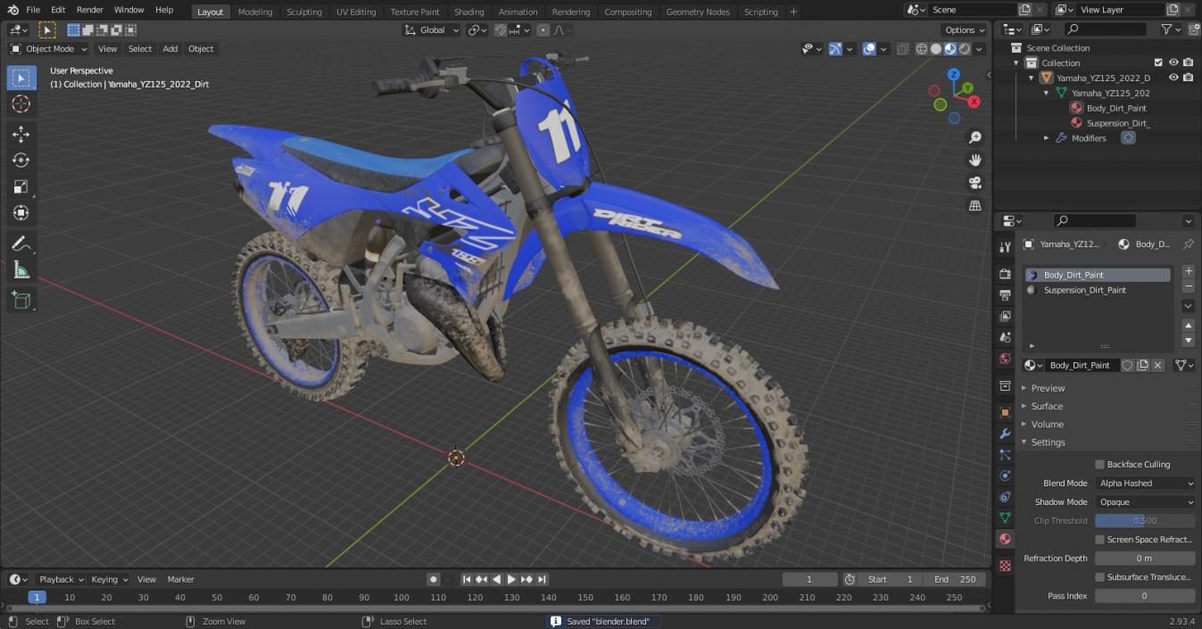 Yamaha YZ125 2022 Dirt 3D