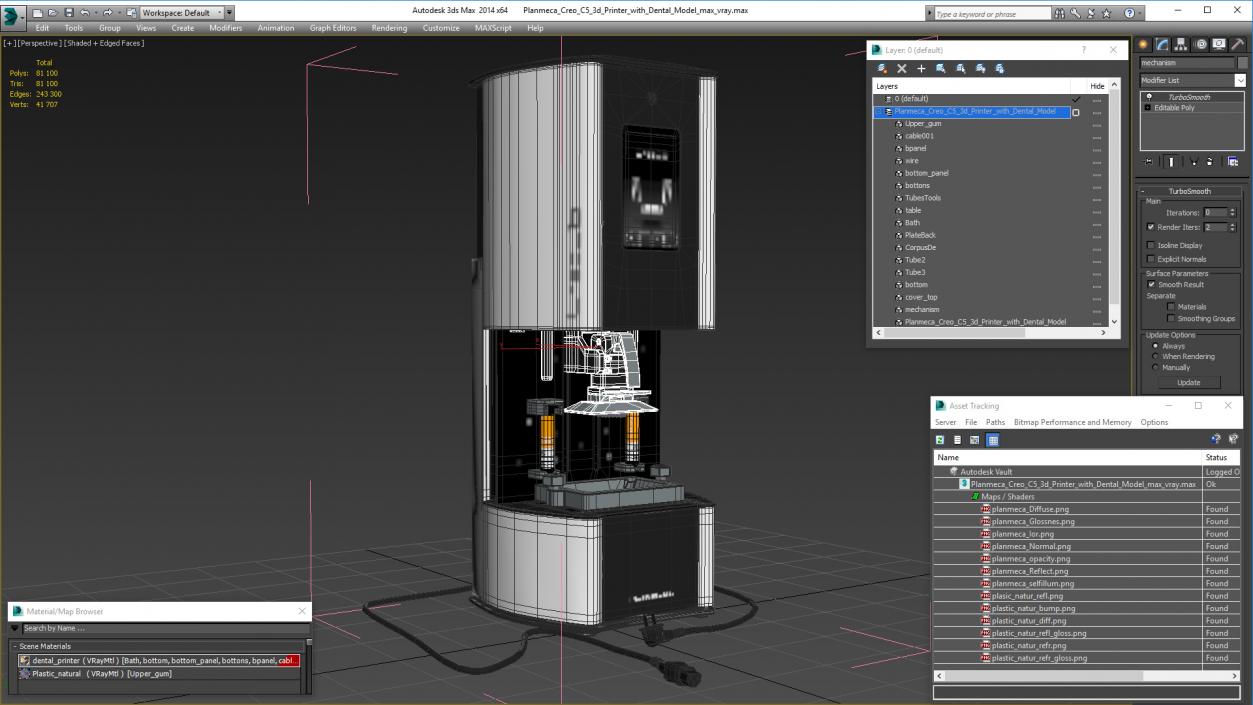 Planmeca Creo C5 3d Printer with Dental 3D model