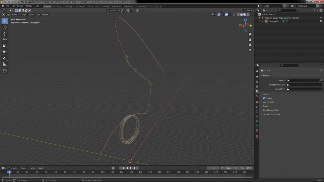 3D model Western Lasso Rope Dynamic Position