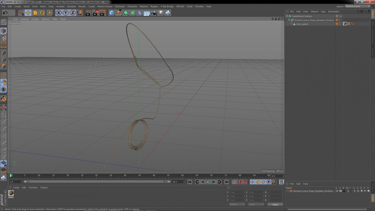 3D model Western Lasso Rope Dynamic Position