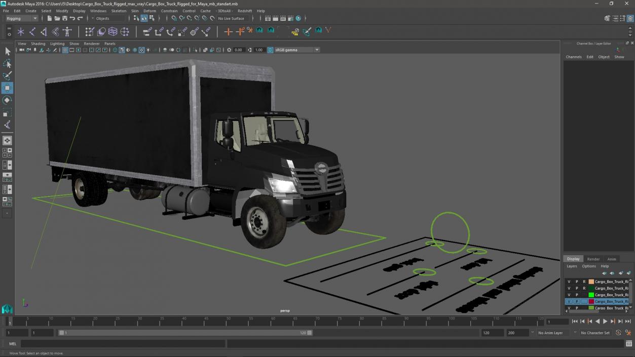 3D Cargo Box Truck Rigged for Maya