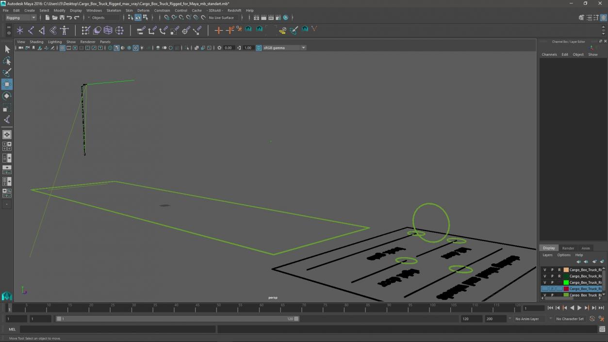 3D Cargo Box Truck Rigged for Maya