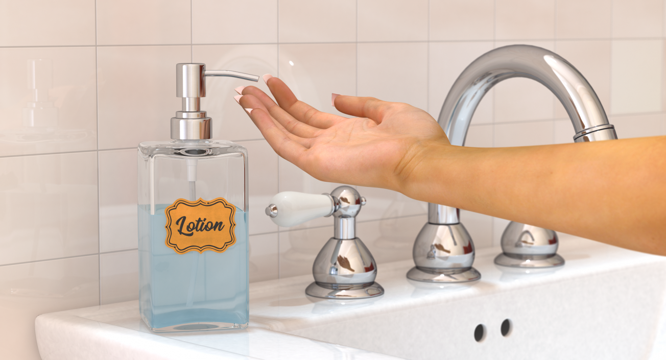 3D Lotion Dispenser with Female Hand model