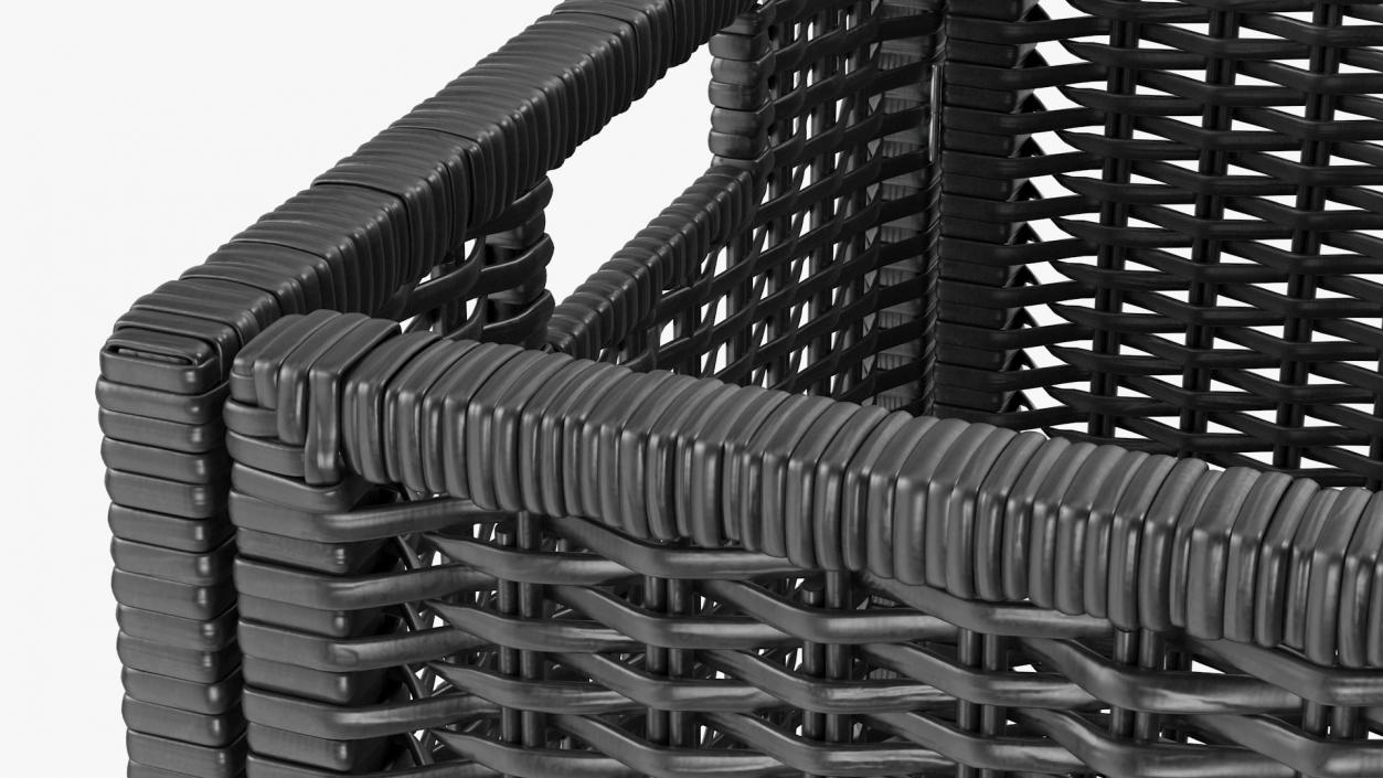 Rattan Storage Basket Black 3D