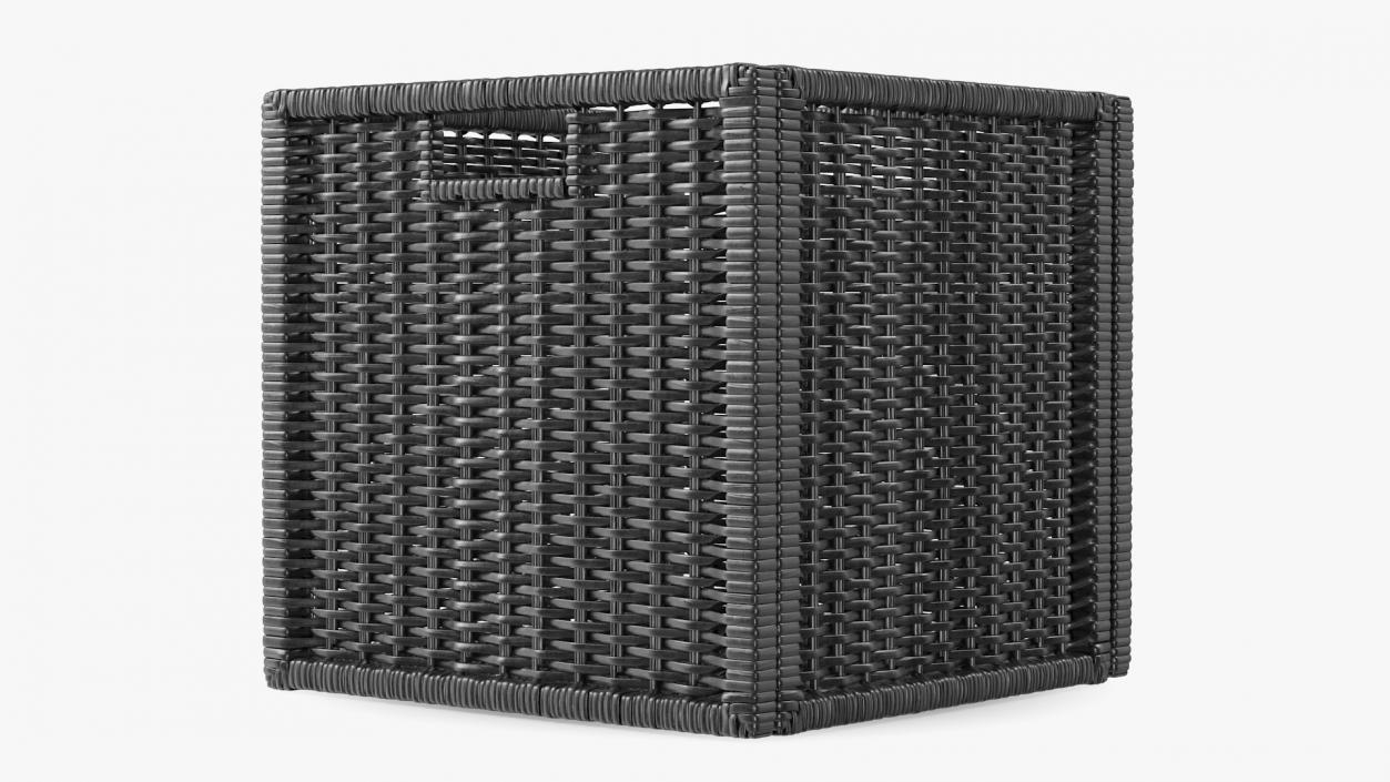 Rattan Storage Basket Black 3D