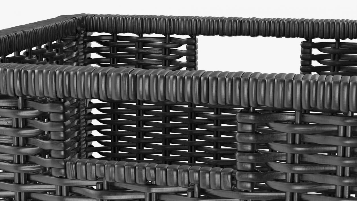 Rattan Storage Basket Black 3D