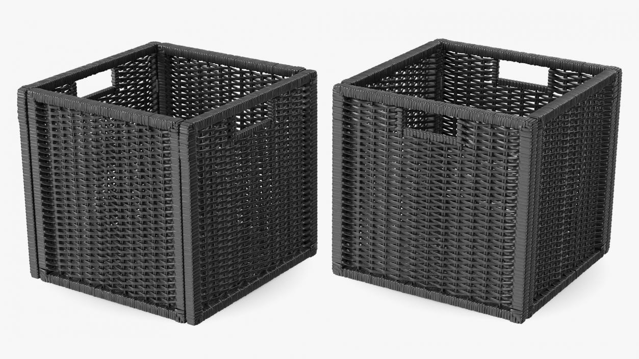 Rattan Storage Basket Black 3D