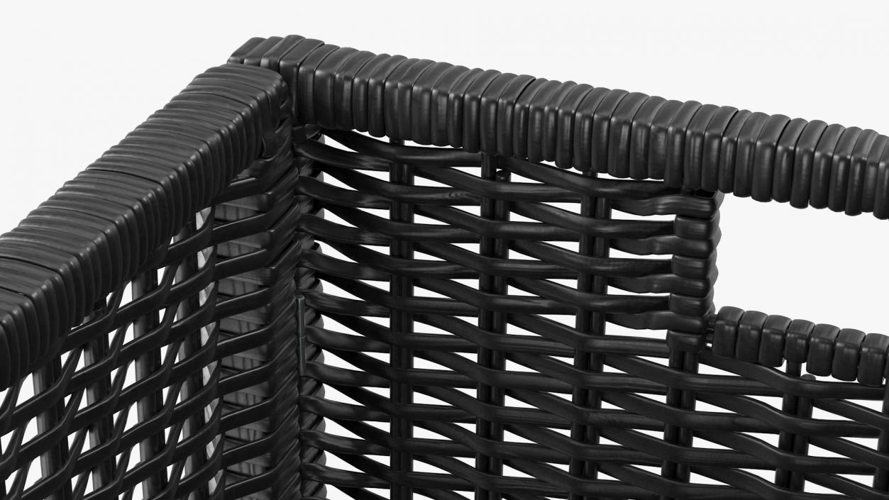 Rattan Storage Basket Black 3D