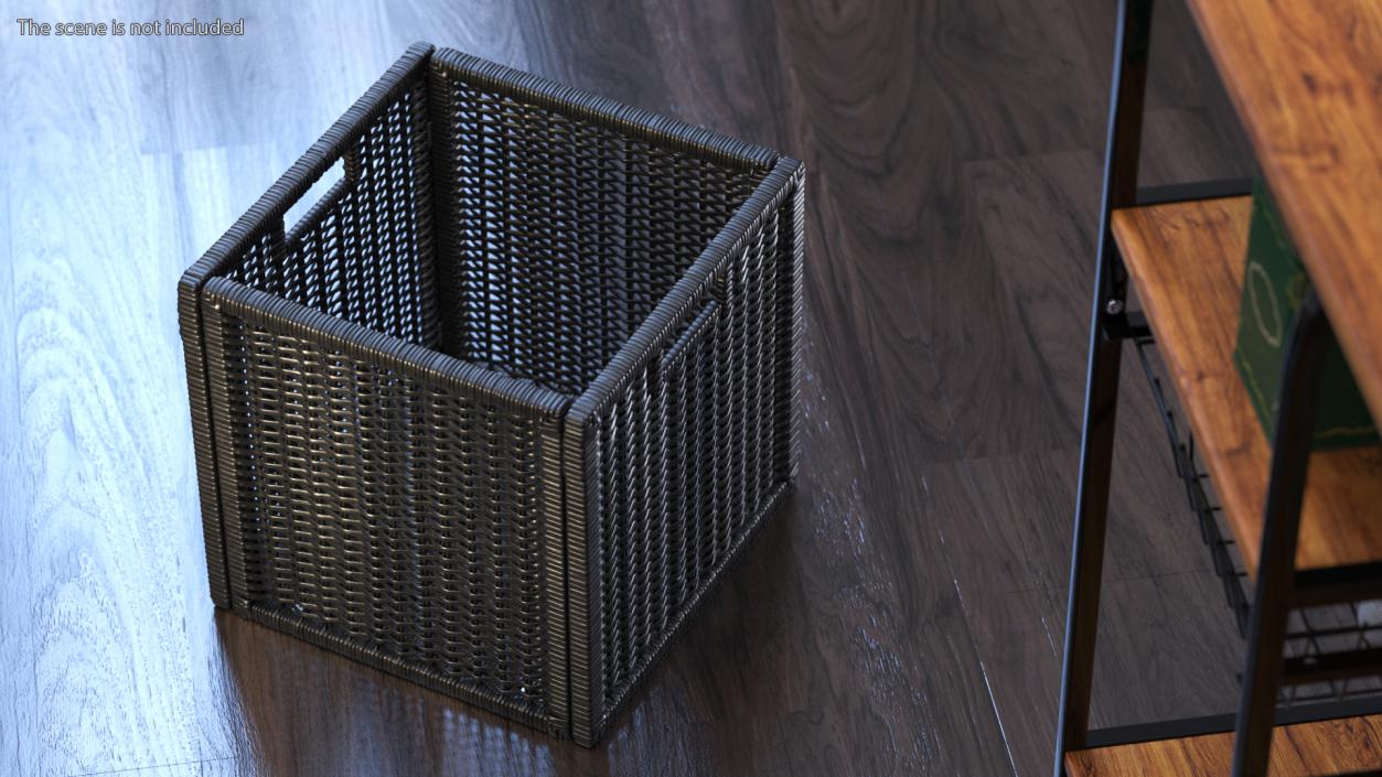 Rattan Storage Basket Black 3D