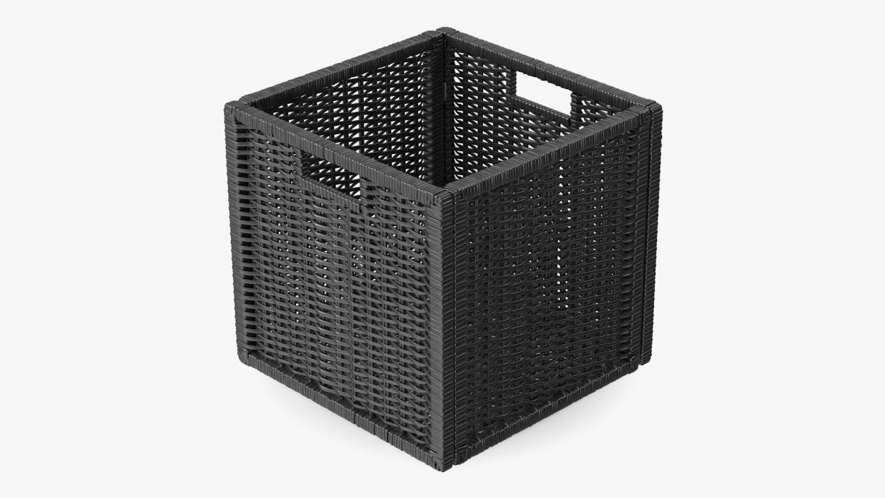 Rattan Storage Basket Black 3D