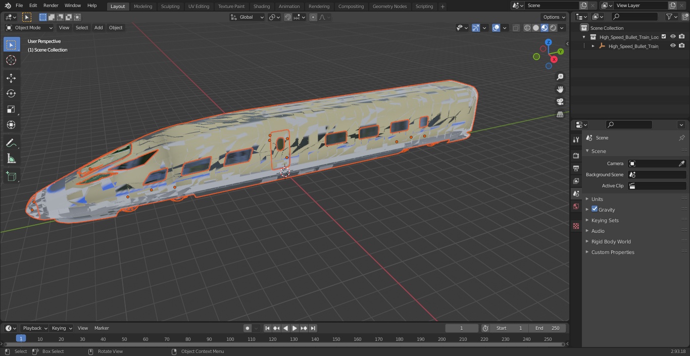 High Speed Bullet Train Locomotive Tail 3D model