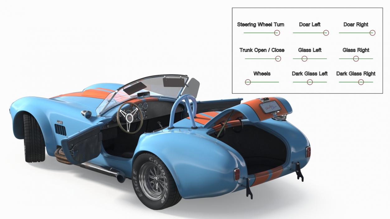 Shelby Cobra 1965 Rigged 3D model