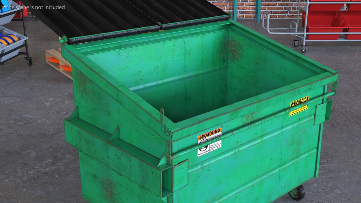 3D Industrial Dumpster with Open Lid model