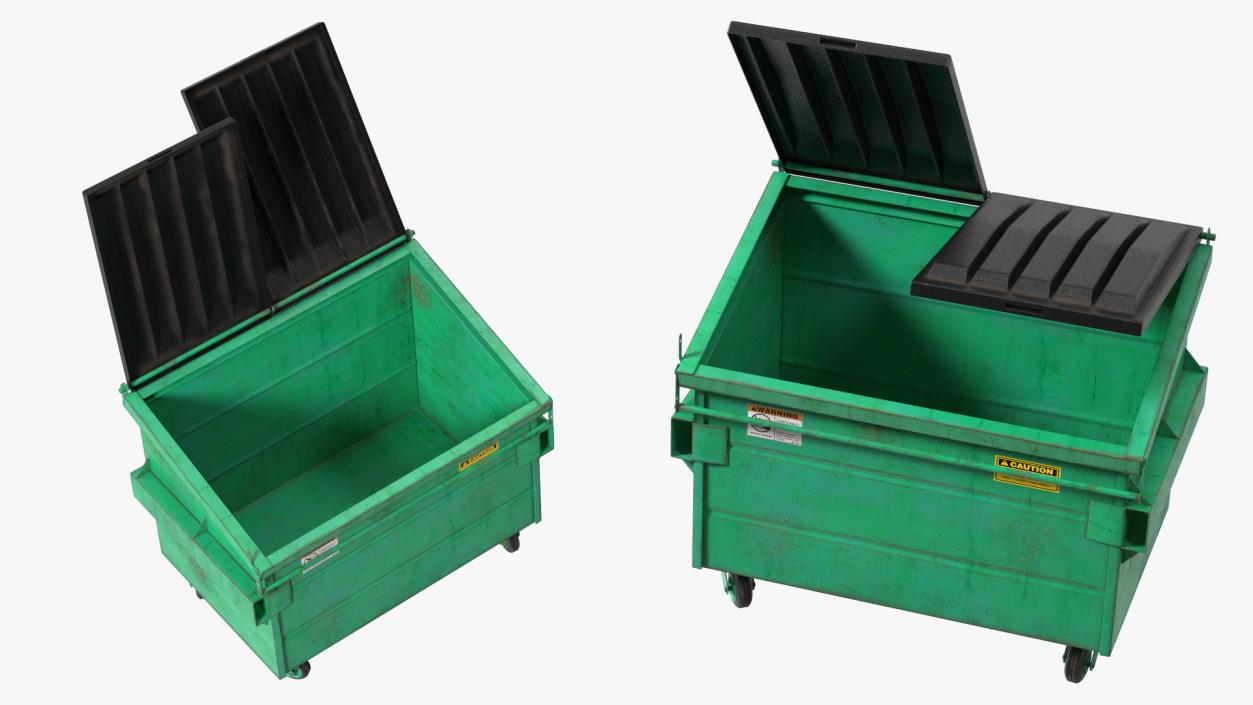 3D Industrial Dumpster with Open Lid model