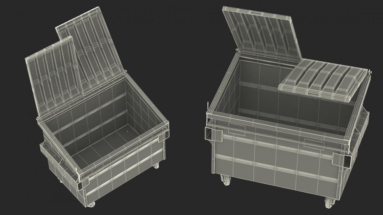 3D Industrial Dumpster with Open Lid model