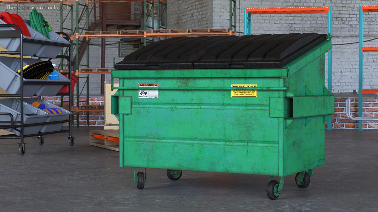 3D Industrial Dumpster with Open Lid model