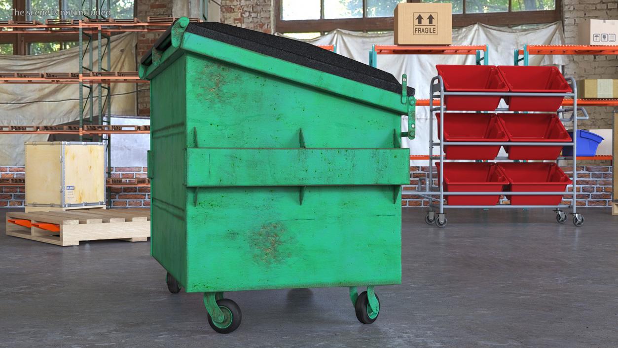 3D Industrial Dumpster with Open Lid model