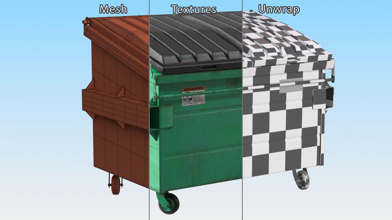 3D Industrial Dumpster with Open Lid model