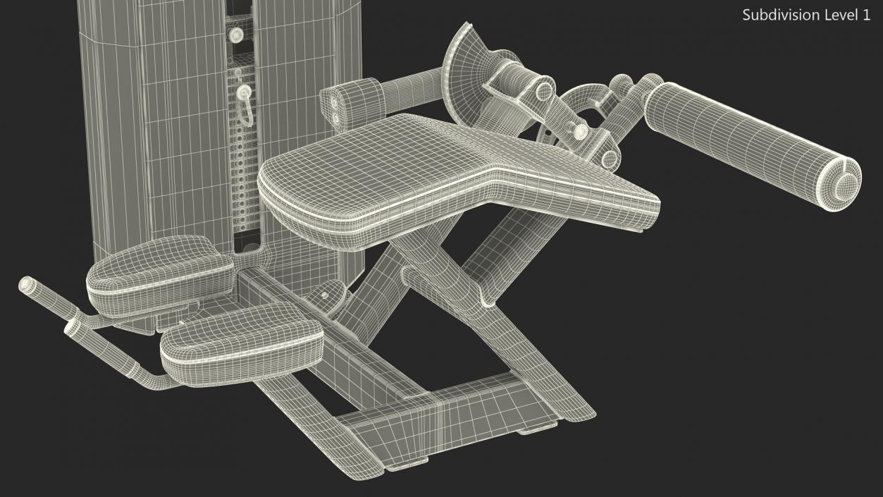 3D model Grey Prone Leg Curl Trainer Freemotion Rigged