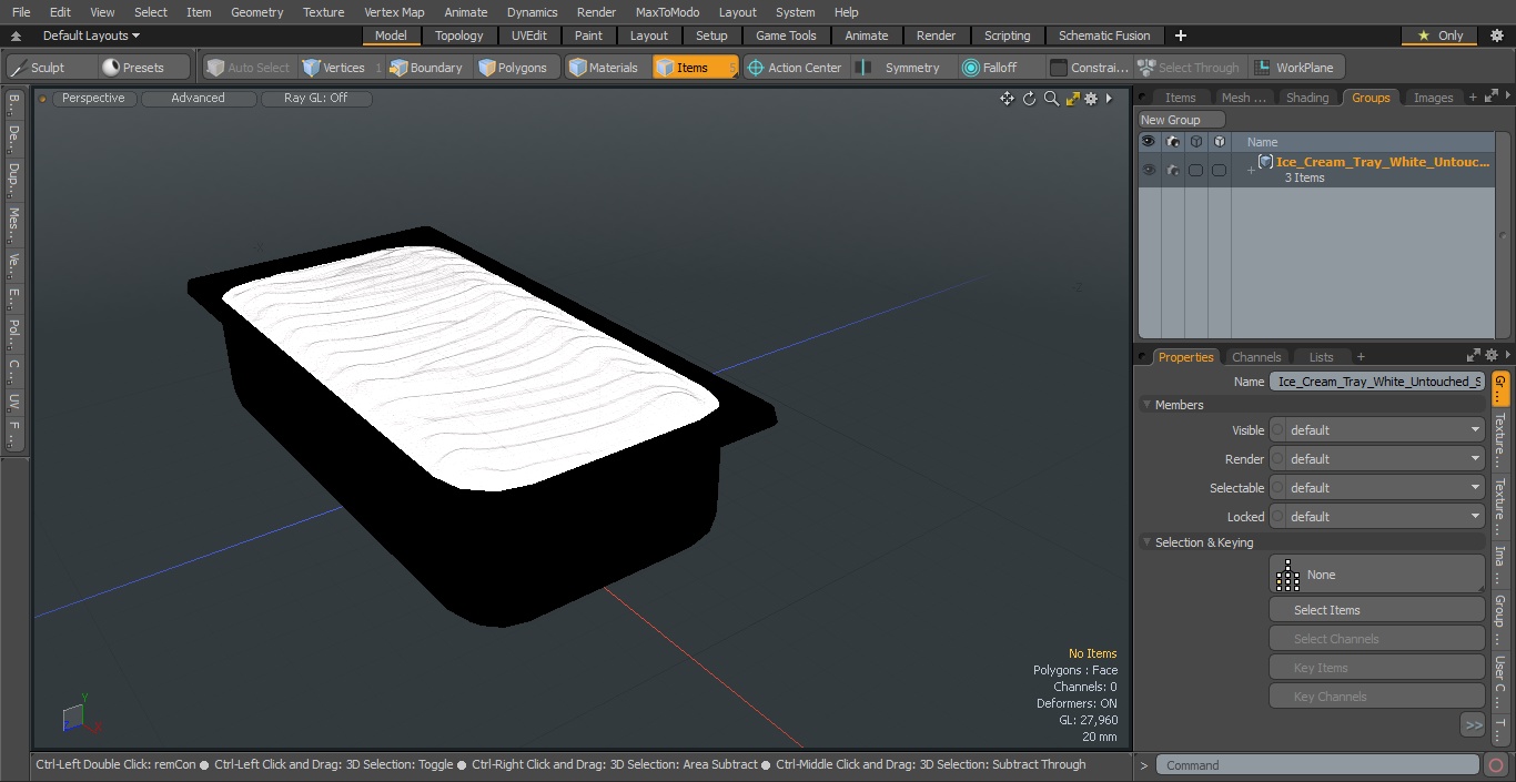 3D Ice Cream Tray White Untouched Surface model