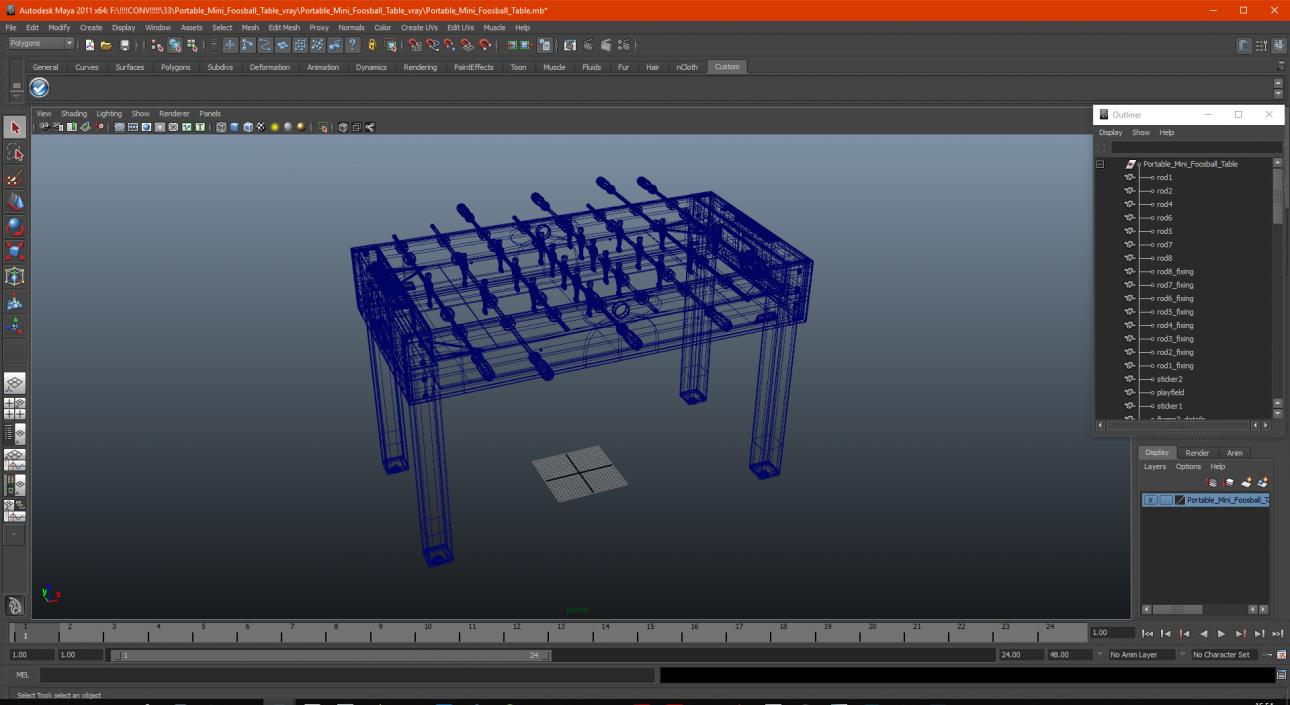 3D Portable Mini Foosball Table model