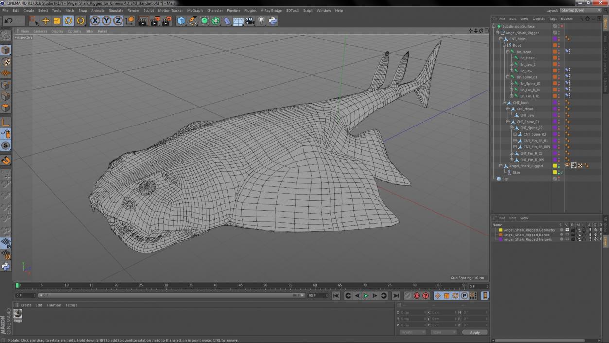 Angel Shark Rigged for Cinema 4D 3D