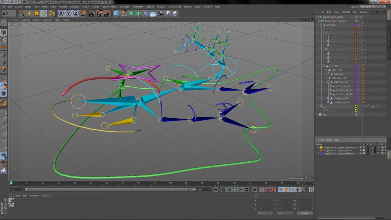 Angel Shark Rigged for Cinema 4D 3D