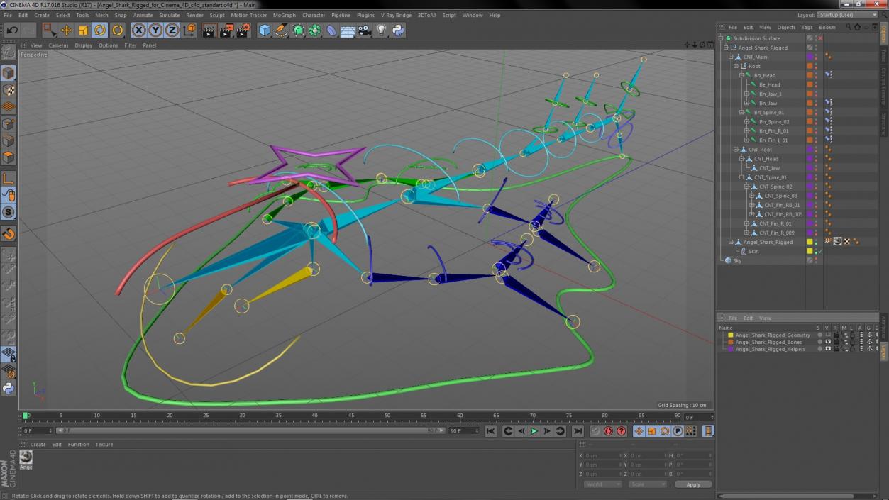 Angel Shark Rigged for Cinema 4D 3D