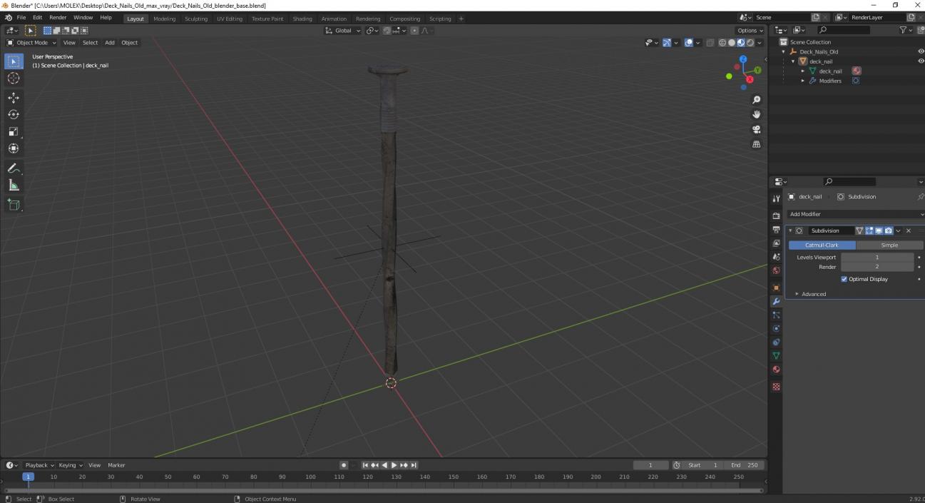 Deck Nails Old 3D model