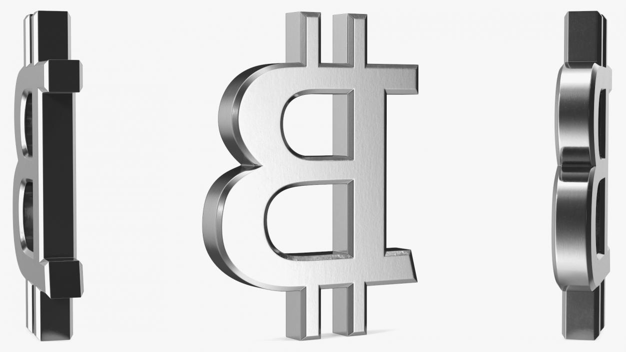 3D Bitcoin Symbol Silver