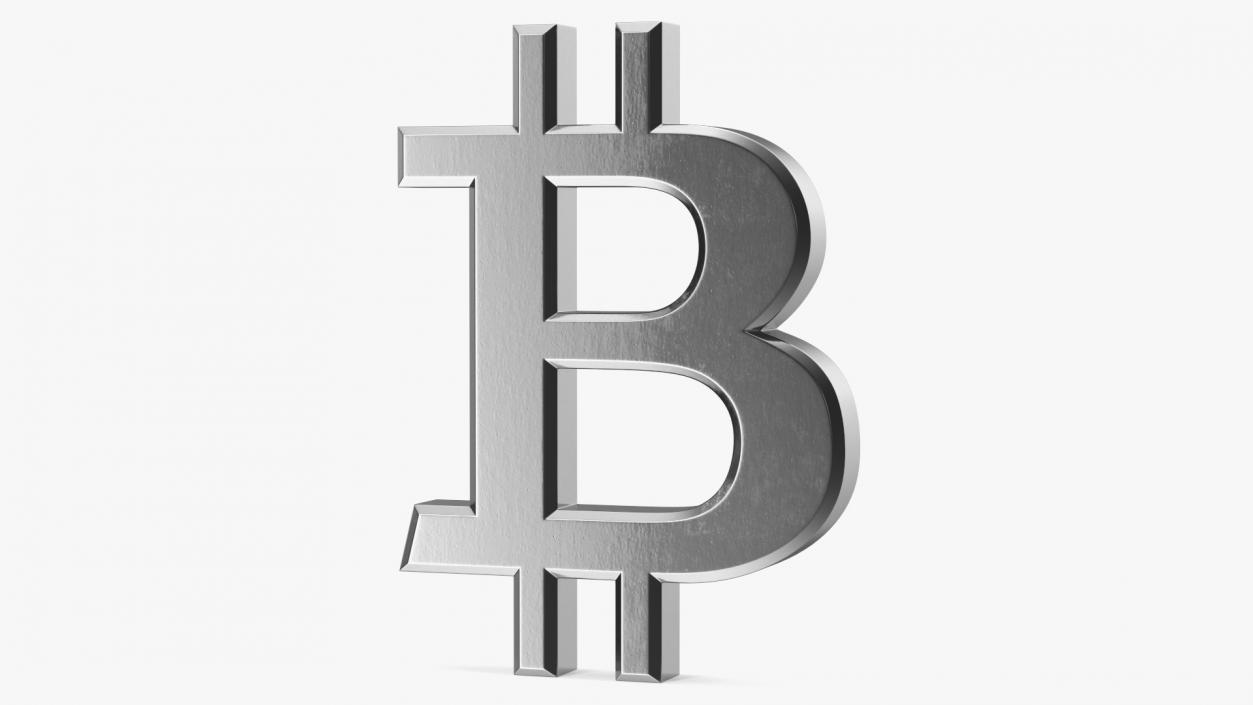 3D Bitcoin Symbol Silver