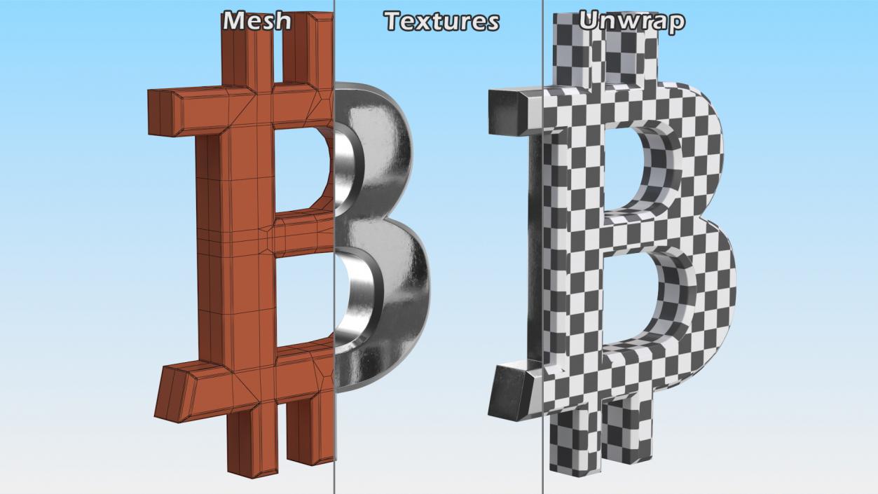 3D Bitcoin Symbol Silver