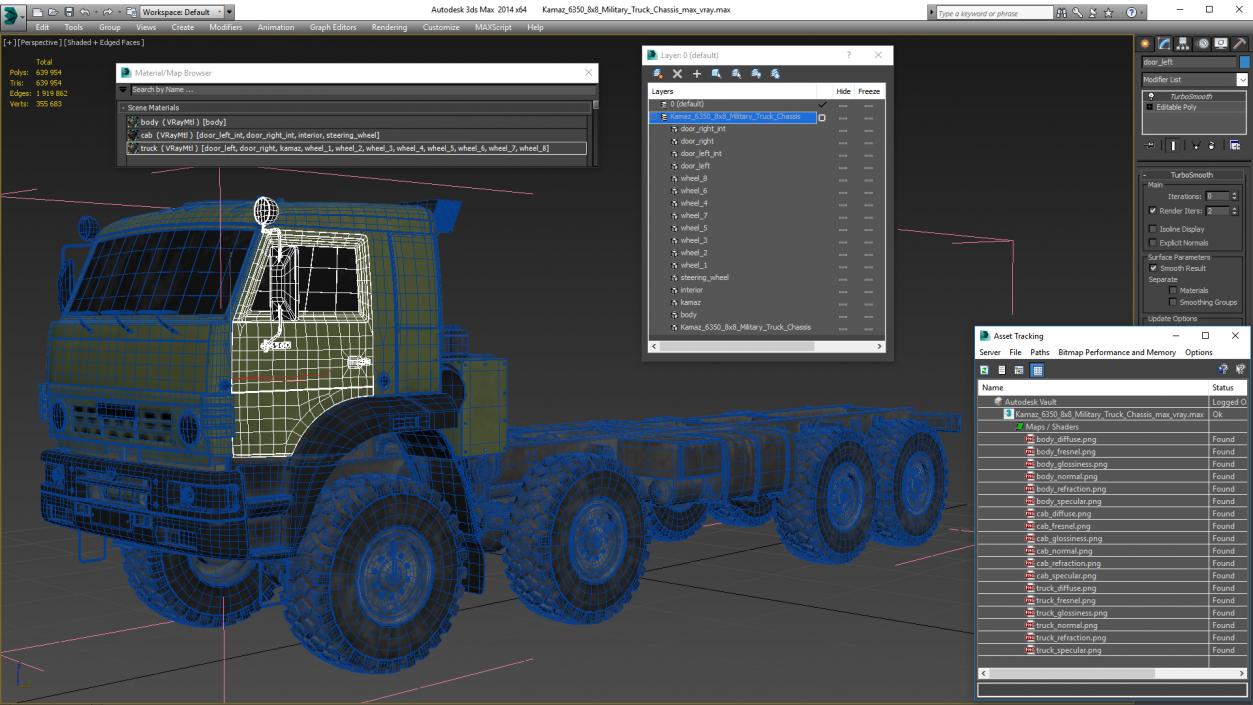 Kamaz 6350 8x8 Military Truck Chassis 3D