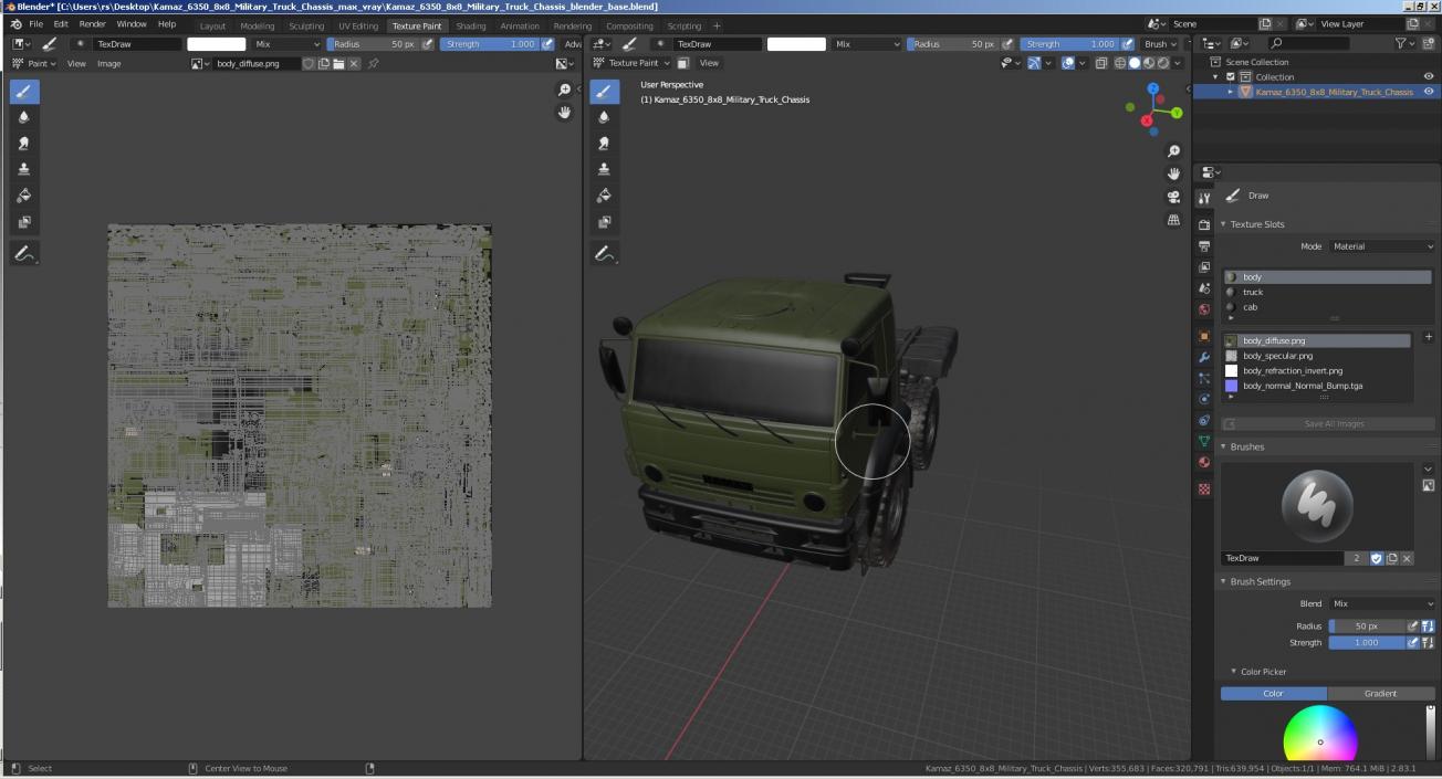 Kamaz 6350 8x8 Military Truck Chassis 3D