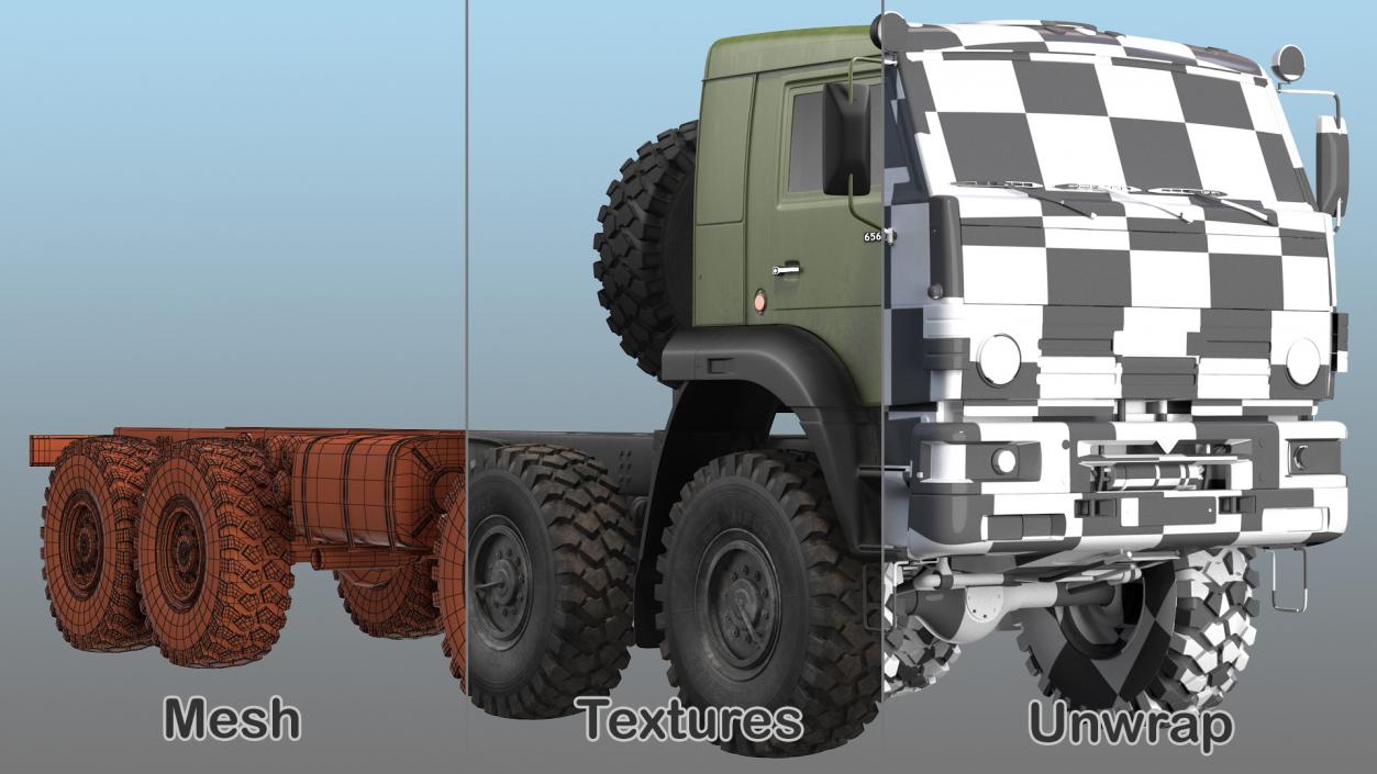 Kamaz 6350 8x8 Military Truck Chassis 3D